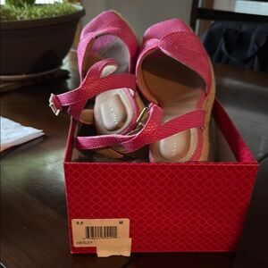 Kelly & Katie Pink Espadrille Wedge Sandals